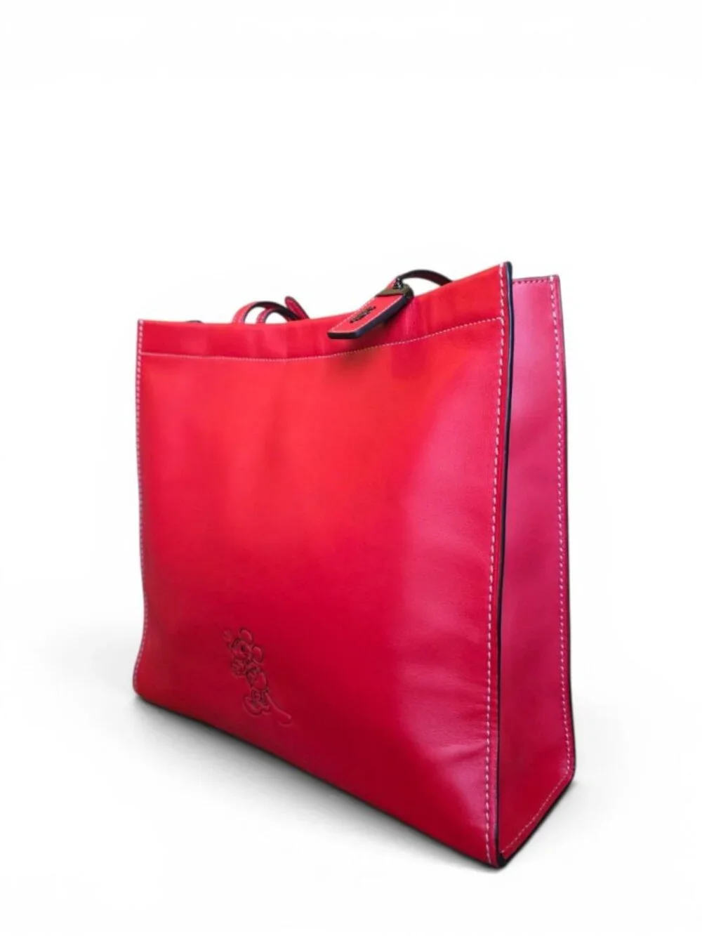 Coach Disney Mickey Skinny Tote Glovetanned Leather Red Rare NWOT Authenticated